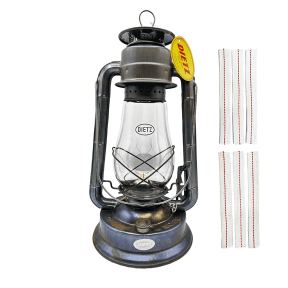 Light of Mine - Dietz #80 Blizzard Unfinished Oil Lantern Bundle Including 6-Pack of 100% Cotton 7/8" Replacement Wick Strips (#80, UF)