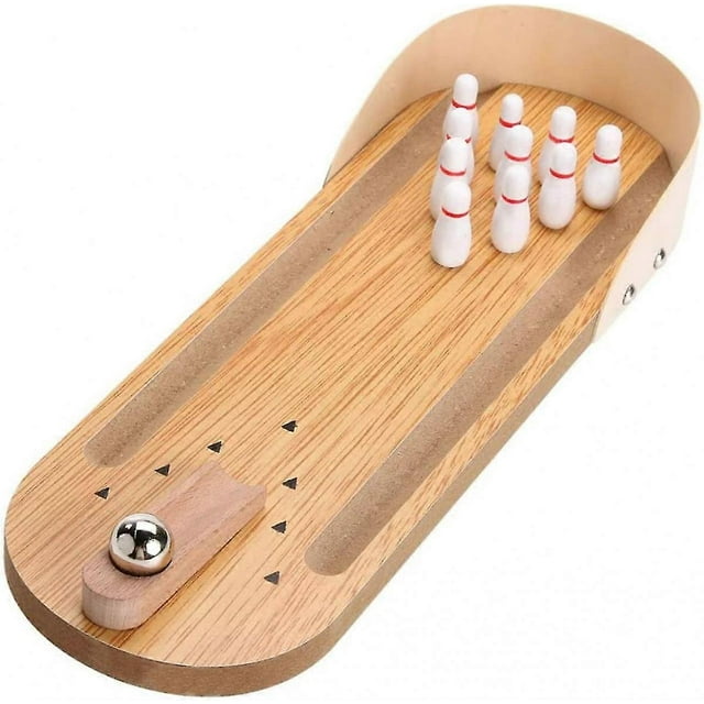 Mini Bowling Set Desktop Bowling Game-Mini Arcade Board Game Wooden Board Game-Decompression Toys