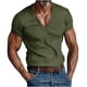 thumbnail image 1 of Camisas de Manga Corta de los Hombres con Cuello en V Top de Color Sólido, Blusa Casual para el Aire Libre, el Ocio Y el Uso Diario de Verano, 1 of 5