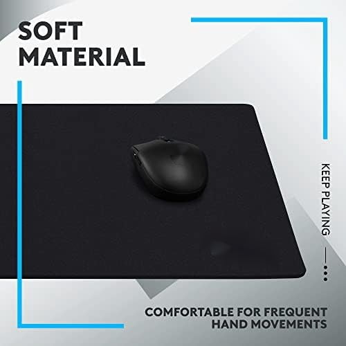 640 Large Cloth Gaming Mouse Pad, Optimized for Gaming Sensors, Moderate Surface Friction, Non-Slip Mouse Mat - Black