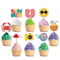 thumbnail image 3 of Paquete de 12 adornos para cupcakes de playa hawaiana de verano, decoración para tartas de fiesta de cumpleaños con tema de piscina hawaiana para Baby Shower, 3 of 5