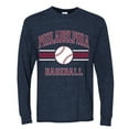 thumbnail image 2 of Wild Bobby City of Philadelphia Baseball Fantasy Fan Sports Men's Long Sleeve T-Shirt, Vintage Heather Navy, X-Large, 2 of 6