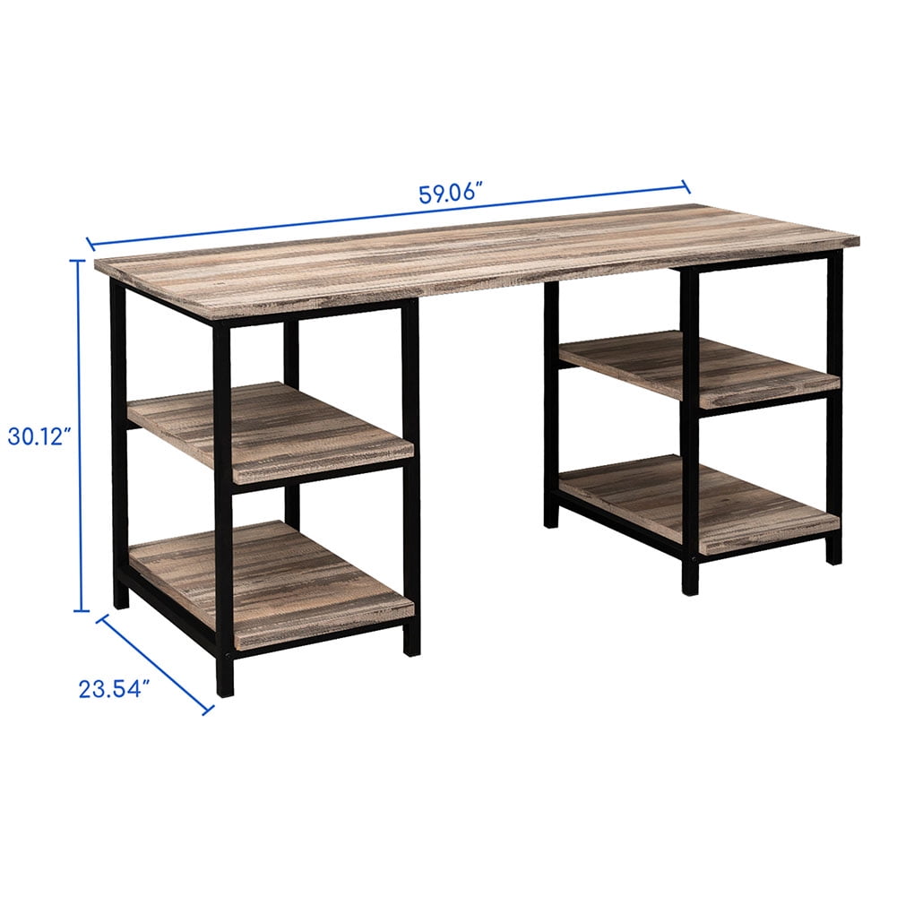 Kepooman 59 Inch Reversible Desk with Storage Bookshelf, Reversible Corner Desk with Shelves for Home Office Kepooman 59 Inch Reversible Desk with Storage Bookshelf, Reversible Corner Desk with Shelves for Home Office