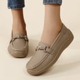 thumbnail image 6 of Willtoo Womens Wide Toe Loafers Slip On Casual Platform Walking Shoes Metal Buckle Lightweight Comfort Daily Work Loafers, 6 of 6