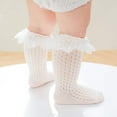 thumbnail image 6 of Baby Girl Solid Color Mesh Patched Design Lace Socks, 6 of 7