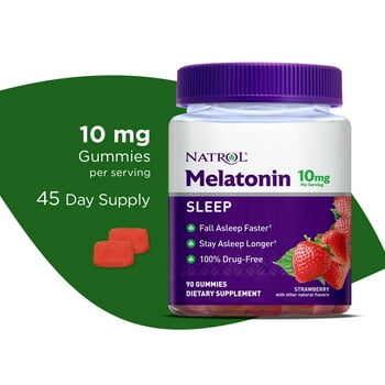 Natrol Melatonin  Aid Gummies, Fall A Faster, Strawberry, 10mg, 90 Count