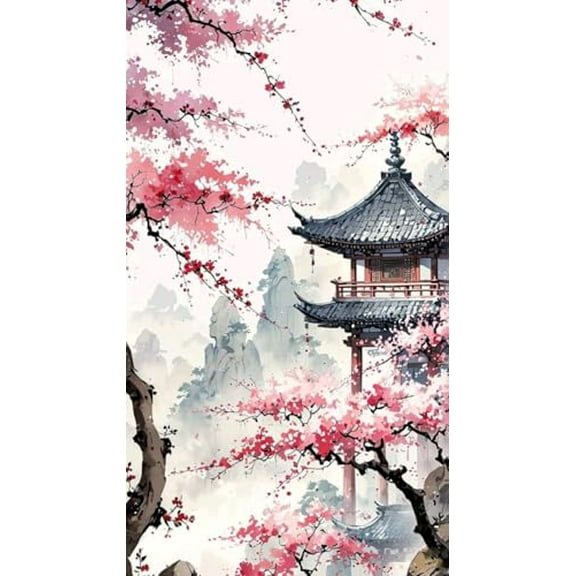 wooden puzzle Pagoda Surrounded by Cherry Blossoms Intelligent Game Fit togather a magic Art for home Decoration or Prensent 300 pieces
