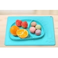 thumbnail image 4 of Tonwhar Rabbit - Plato de silicona con mantel individual integrado para niños pequeños - Alfombrilla de alimentación dividida de 3 rejillas sin BPA para niños pequeños, niños, bebés y bebés (azul púrpura), 4 of 8