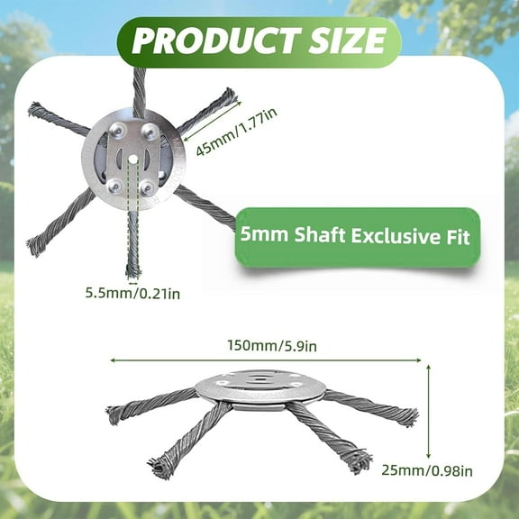 2PC Steel Wire Grass Trimmer  - 6 Inches  Heavy Duty  for Weedeaters &  Vegetation