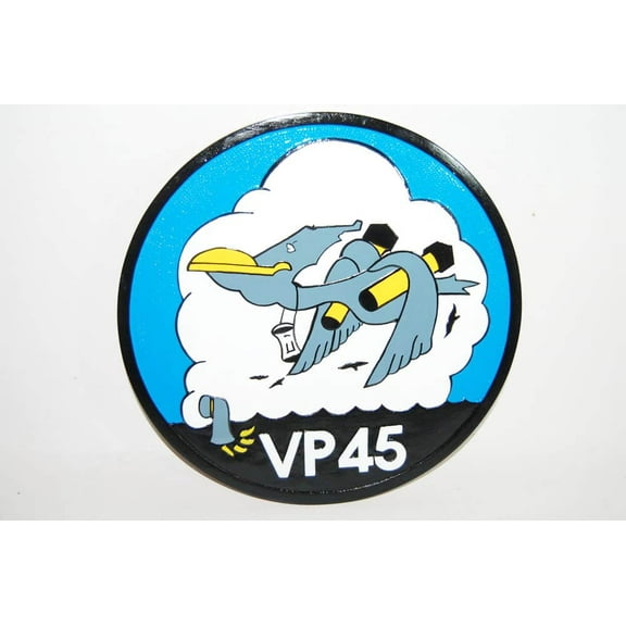 VP-45 Pelicans Plaque, 14", Mahogany, Navy