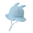 thumbnail image 2 of HAOTAGS Bucket Hats for Babies, Wide Brimmed Adjustable Solid Fisherman Hats Sky Blue Free Size, 2 of 3