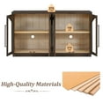thumbnail image 4 of 4-Door Large Storage Sideboard Buffet Cabinet with Glass Doors, Arched Cabinet with Adjustable Shelves for Kitchen, Dining Room and Living Room (Espresso), 4 of 10