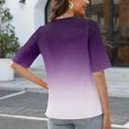 thumbnail image 6 of EHTMSAK Womens Golf Shirts 2024 Trendy V Neck Elbow Blouses Western Half Sleeve Fashion Lightweight Tunic Tops Purple 2XL, 6 of 6