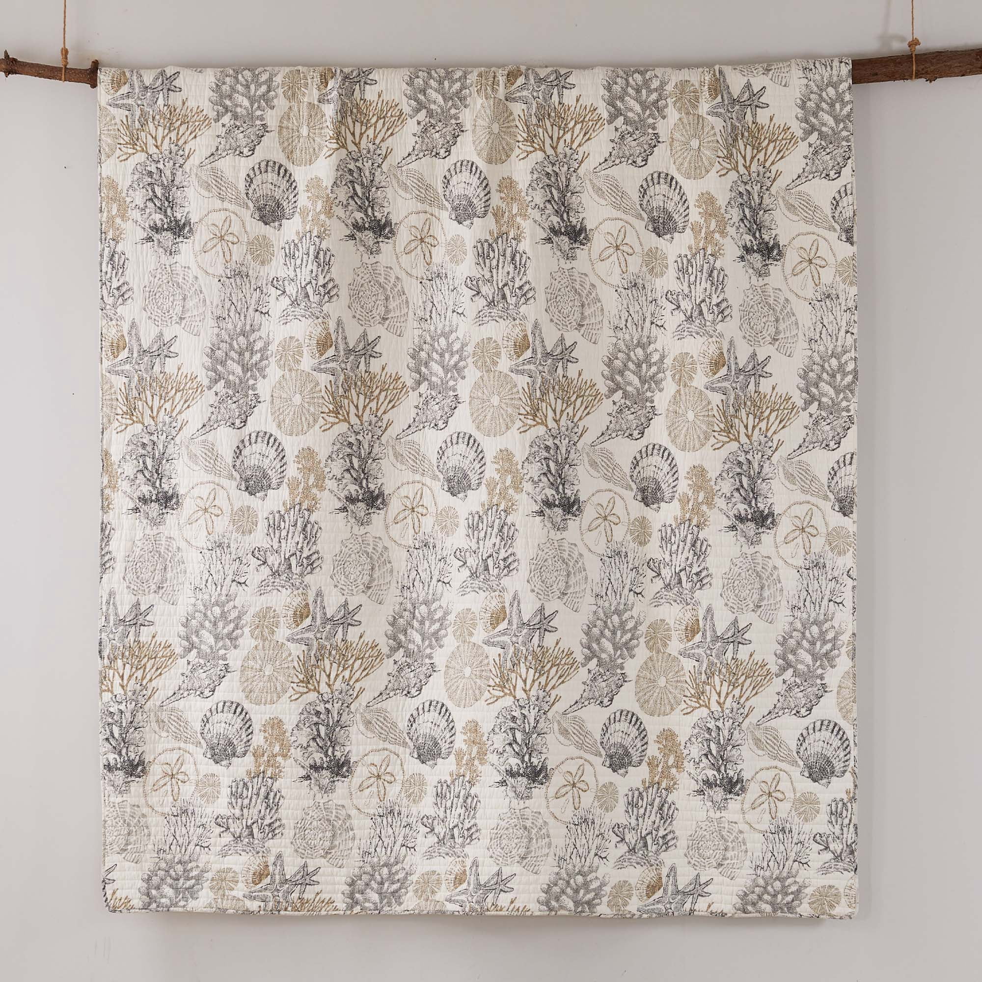 Levtex Home - Capian Sea Neutral Quilt Set - King Quilt (106x92in.) + Two King Pillow Shams (106x92in.) - Coastal - Taupe, Cream, Grey - Reversible - Cotton Fabric