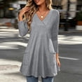 thumbnail image 4 of Ynynloco Long Sleeve for Womens Tops with 2 Pockets Fall Oversized Blouses Pullover Solid Color Dressy Casual T-Shirts Outfits, 4 of 9