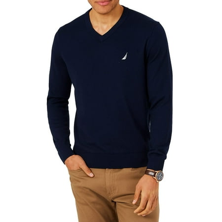 Nautica Striped Sweater - Logo V-Neck Sweater