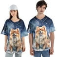 thumbnail image 4 of Hello Winter Pomeranian Welcome Snowy Night Watercolor Vintage All Over Print 3D Baseball Shirt Pom Dog Lover Gifts Softball Sport - 01011, 4 of 6