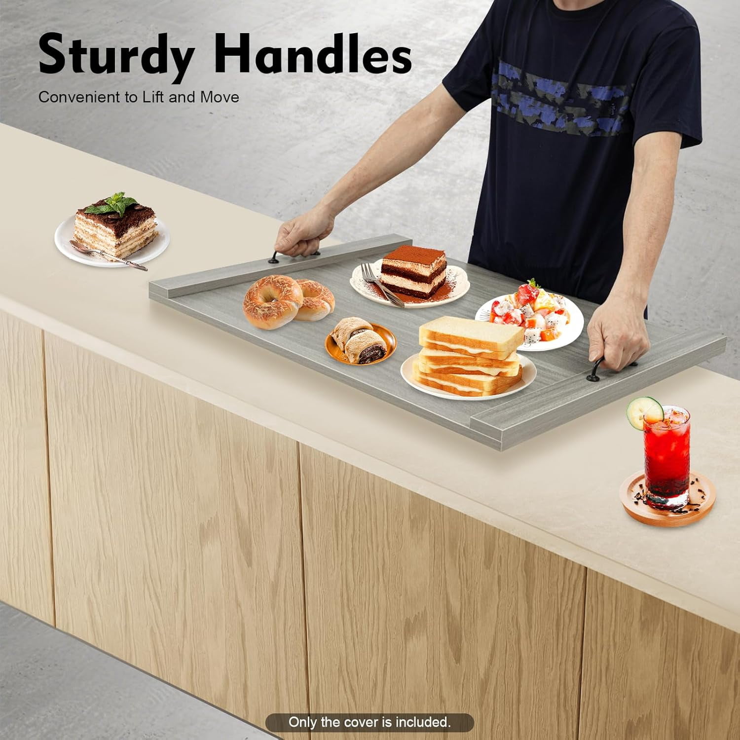 Noodle Board Stove Cover - Melamine Board Stove Top Covers for Electric Stove and Gas Stove, Wooden Stovetop Cover Stove Burner Covers - Sink Cover RV Stove Top Cover
