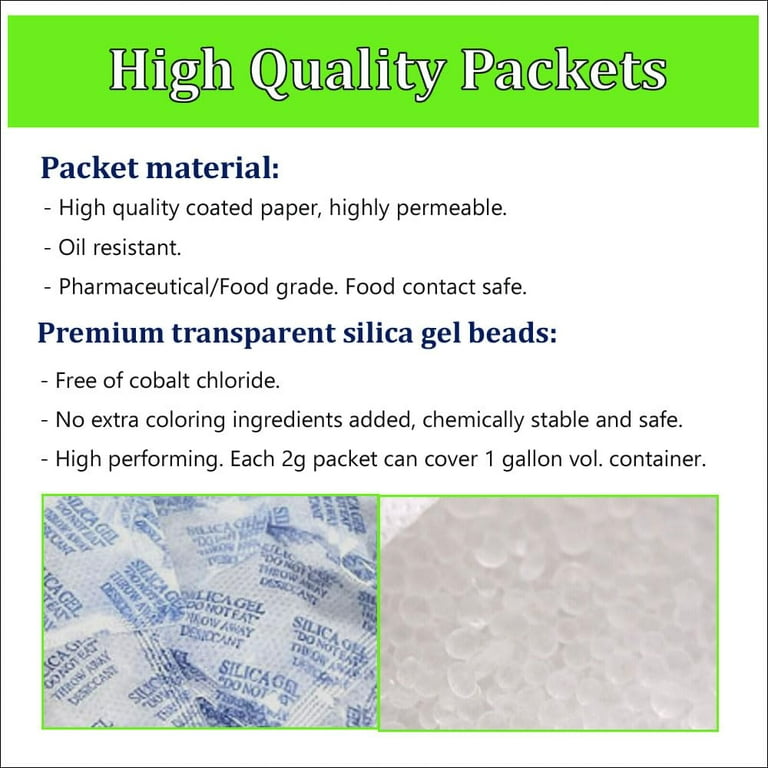 VacYaYa 1 Gram(250Packs) Food Grade Moisture Absorbers Silica Gel Packs  Desiccant for Storage,Food Safe Dessicant Silica Gel Packets for Moisture