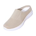 thumbnail image 2 of YYYMEIII Backless Sneakers Women's Spring and Summer New Fly Weaving Hollow Colorblocking Upper Metal Chain Slope Heel Casual Shoes 44 Khaki, 2 of 6