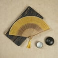 thumbnail image 5 of Hand Carved Wood Silk Folding Fan With Tassels Oriental Traditional Wedding Home Party Decor Fan, 5 of 5