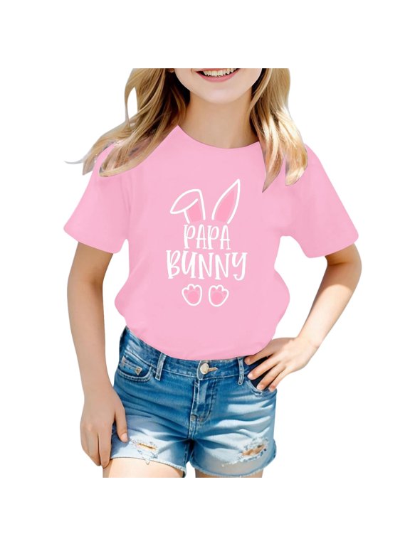 Little Kid Girls Tops Easter Graphic Tee for Kids Casual Everyday Wear Spring Summer Comfort Short Sleeve Cute 2- Years end startroduct Classification Girls Tops Tees Pink 8-9 Years