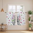 thumbnail image 2 of Pink Flowers Yak Tier Curtains 54 Inch Length, Vintage Spring Floral Bathtub Watercolor Cafe Short Curtains for Bathroom Over Sink, Small Kitchen Curtain Light Filtering Drapes 2 Panels 27.5"Wx54"L, 2 of 8
