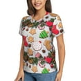 thumbnail image 2 of Fuzoiu Christmas Gingerbread Cookies Print Women's Classic V-Neck T-Shirt, Short Sleeve V Neck Tees for Casual Everyday Wear,Casual Fit Tee,Summer Fashion Tops-Medium, 2 of 5