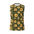thumbnail image 6 of Lsque Black Ink Green Plaid Sunflower Print Men's Cotton Blend Sleeveless Muscle Shirts (S-3XL)- Moisture Wicking, Odor Protection, UPF 30+,Medium, 6 of 8