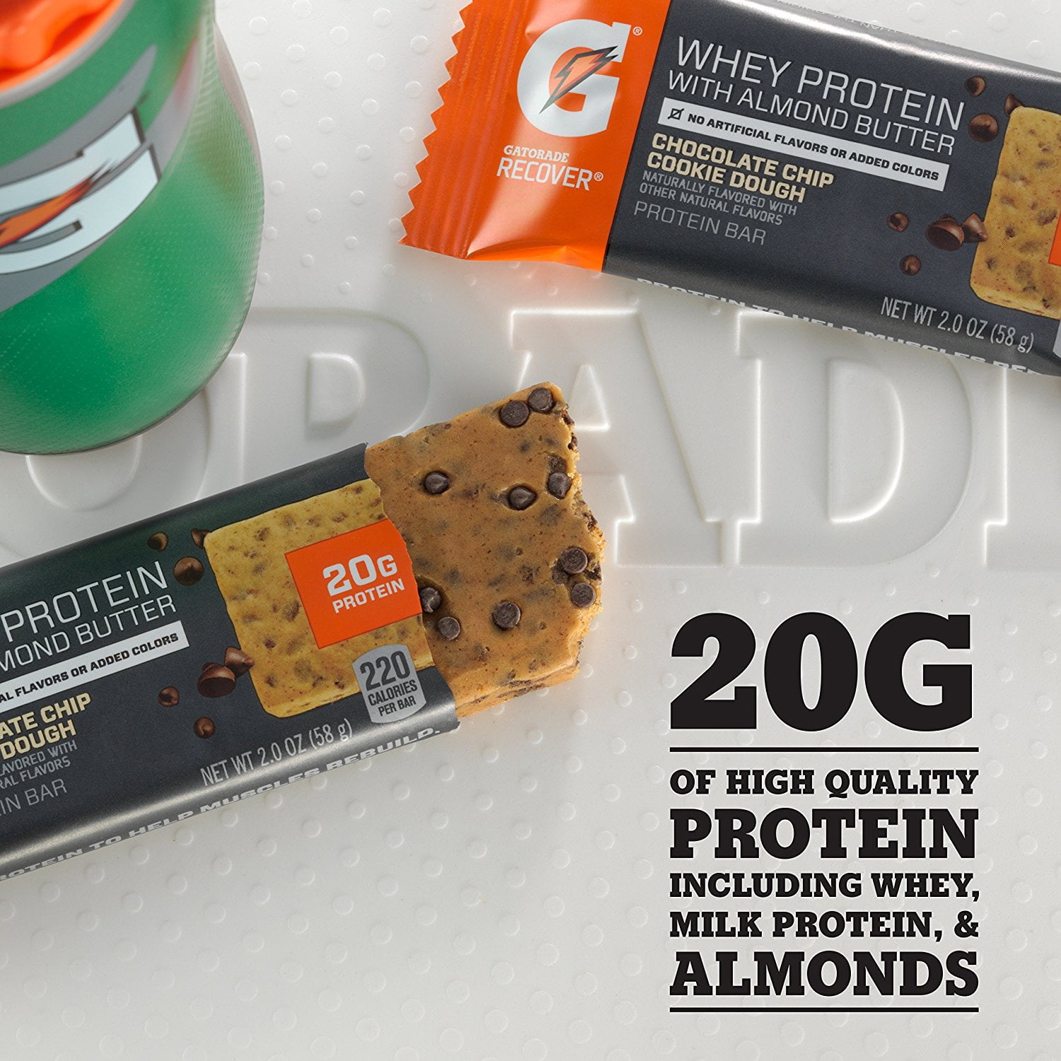 Gatorade Whey Protein with Almond Butter Salted Caramel Bar, 2.04 Oz., 12 Count