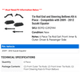 thumbnail image 2 of Tie Rod End and Steering Bellows Kit 6 Piece - Compatible with 2009 - 2012 Suzuki Equator 2010 2011, 2 of 2