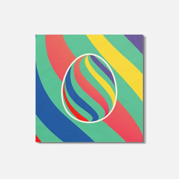 Color Wave Lines Easter Egg 4'' X 4'' Square Wooden Coaster