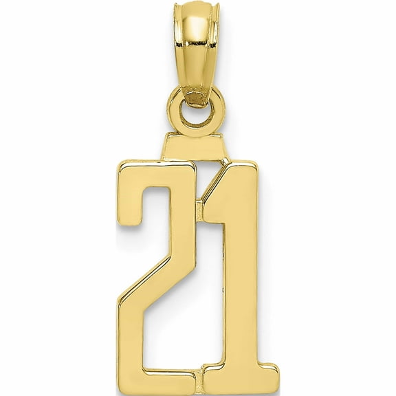 10K Yellow Gold Number 21 Pendant (13.42 X 8.42) Made In United States 10nu21