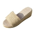 thumbnail image 1 of DAFEI Tassel Trim Sandals with Woven Straps Platform Wedge Heel Rope Sole Boho Toe Ring Slip On Sandals for Summer, 1 of 8