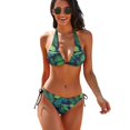 thumbnail image 1 of Colorful Leaf Bikini Swimsuit Palm Tree Swimwear Sexy Push Up Stylish Bikini Set Rave High Cut Design Biquini, 1 of 5