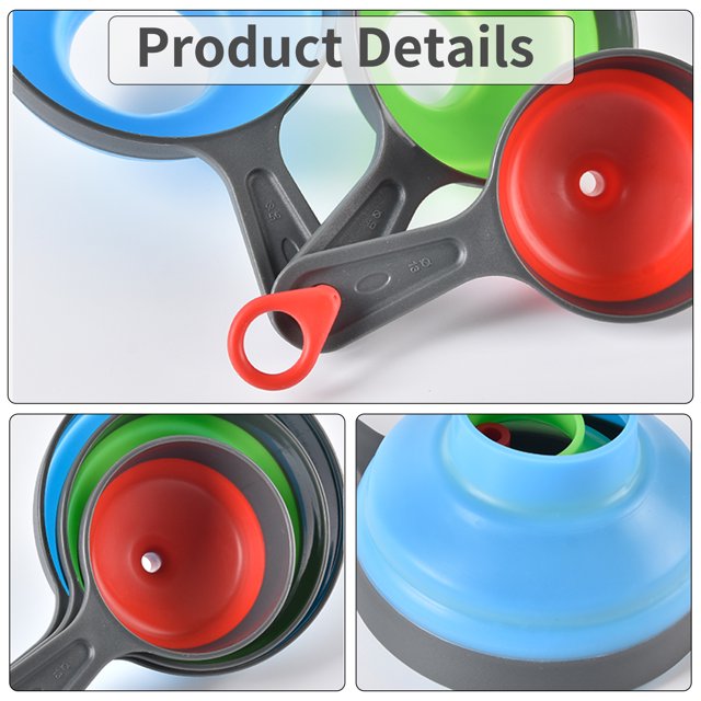 Abody Canning Funnel Silicone Collapsible Funnels Set 3pcs Kitchen Funnel for Wide Mouth Liquid