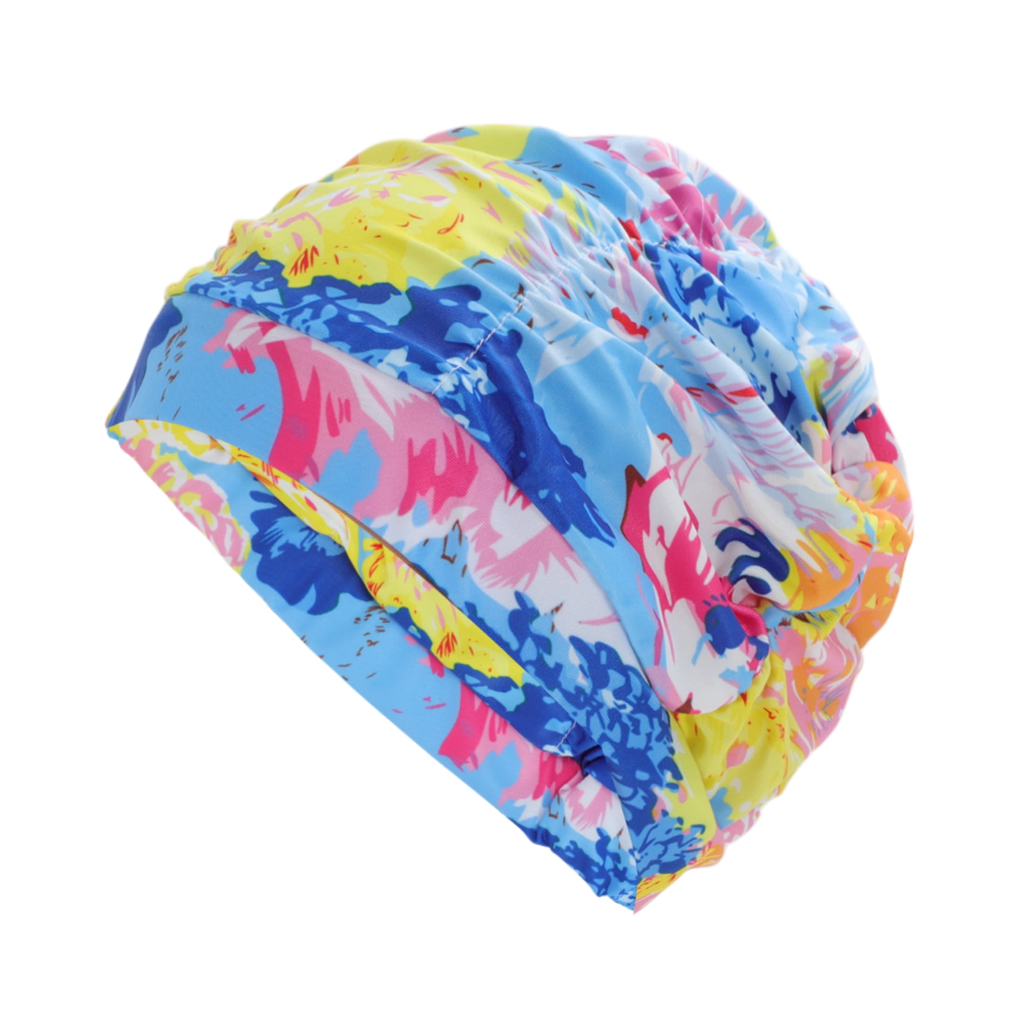 Unique Bargains 1Pc Breathable Pleated Style Swimming Cap Assorted Color