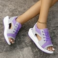 thumbnail image 6 of HaiMao Womens Platform Sneakers Sandals Clearance Paneled Cutout Lace-up Muffin Walking Shoes Open Toe Comfortable Summer Sports Wedges Sandals Purple 9.5(43), 6 of 9