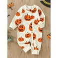 thumbnail image 3 of Jxzom Infant Baby Boy Girl Halloween Outfit Pumpkin Print Long Sleeve Romper Oversized Zipper Jumpsuit 0 6 12 18 24 Months Cute Clothes, 3 of 7
