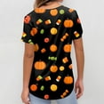 thumbnail image 5 of Knosfe Halloween Scrub Tops for Women Short Sleeve Spooky Ghost Pumpkin Fall Nurse Uniform V Neck Funny Spider Skeleton Casual Scrubs Dark Gray 4XL, 5 of 5