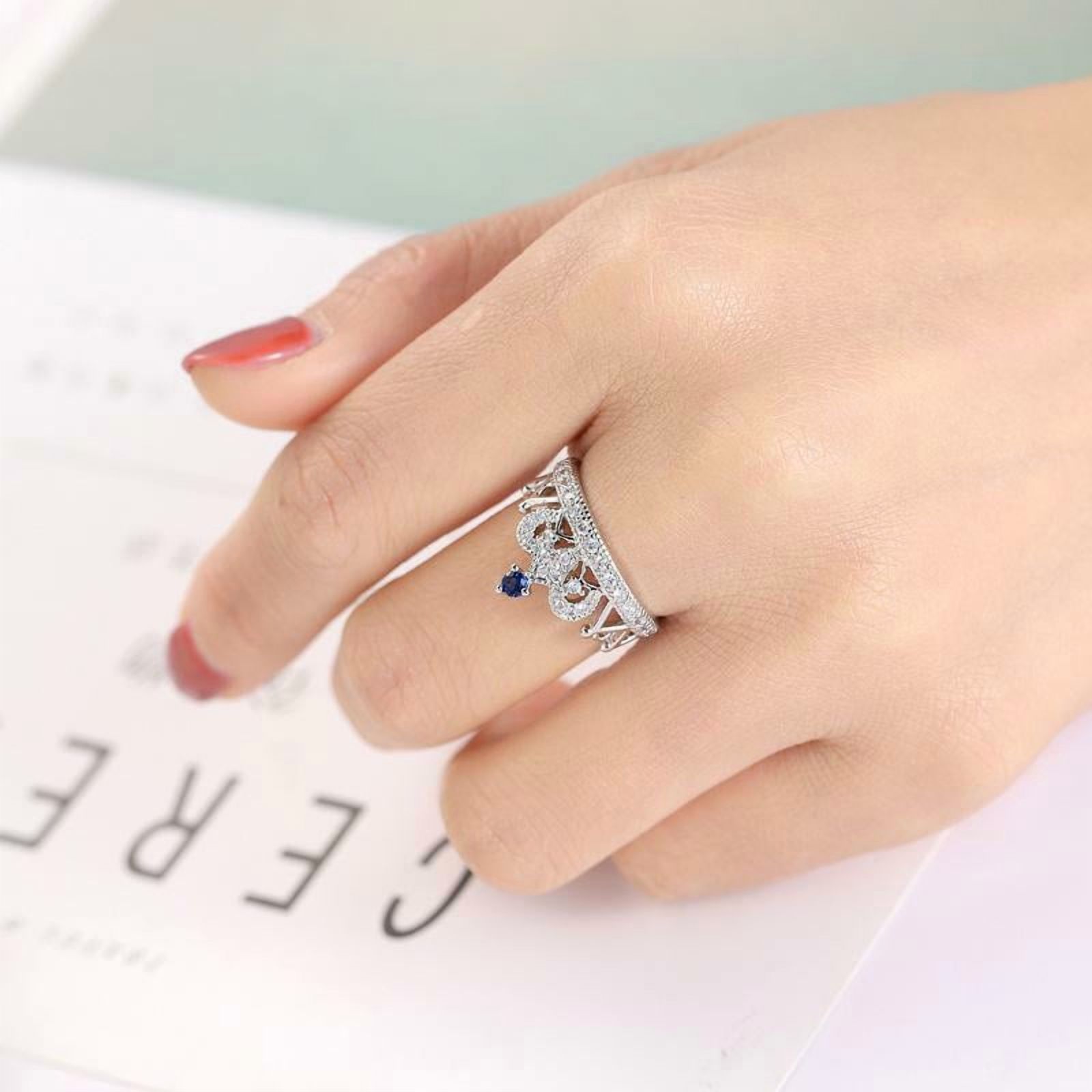 Beautiful Tiara Ring, Princess Crown Diamond Wedding Ring, Luxurious Diamond Engagement Ring For Women, 14K White Gold Plated, 2.2 Ct Simulated Diamond, Anniversary Ring For Wife
