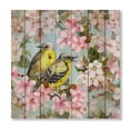 thumbnail image 3 of Designart 'Birds On Pink Cherry Sakura and Apple Flowers II' Traditional Print on Natural Pine Wood, 3 of 5