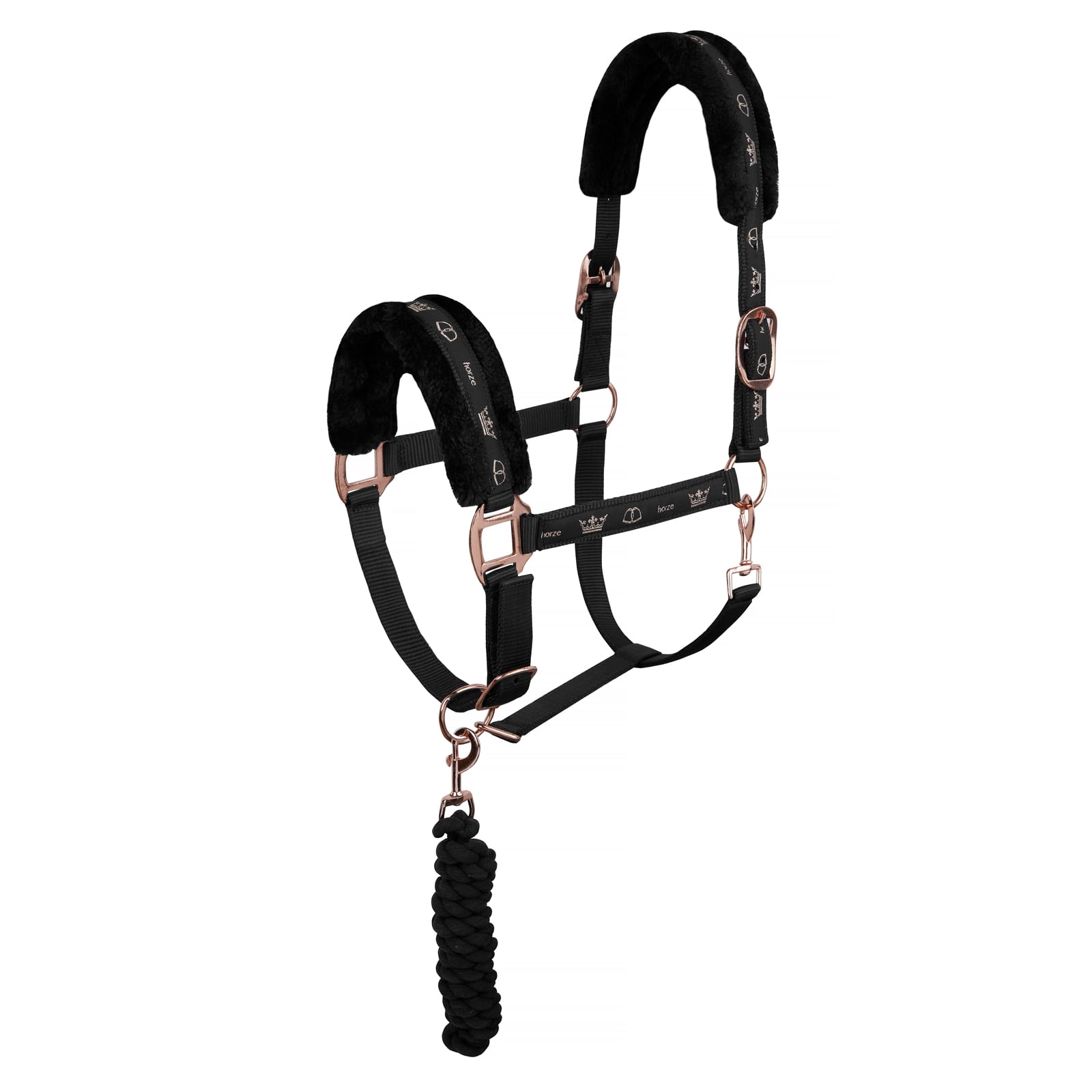 HORZE Glarus Padded Fleece Adjustable Horse Halter and Lead Rope Set