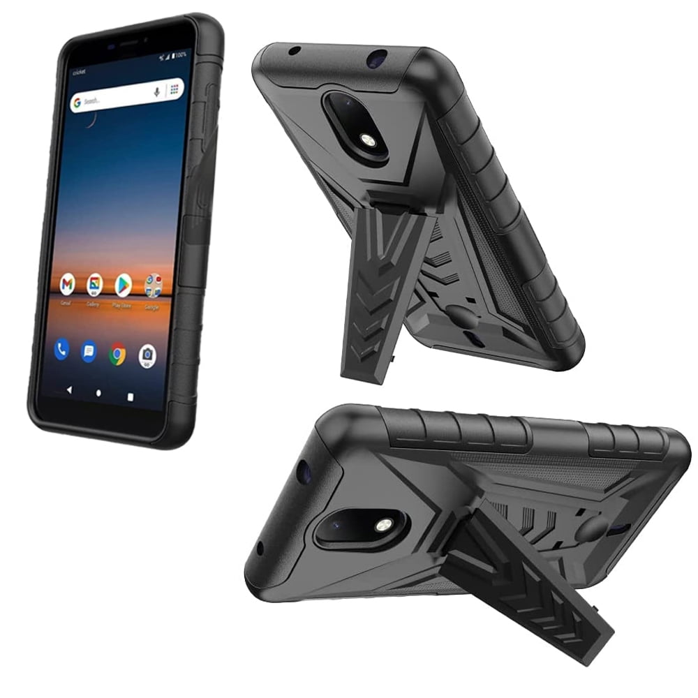 Phone Case for AT&T Calypso 2 / Cricket Debut Case / Build-in Kickstand Case (Kickstand Black)