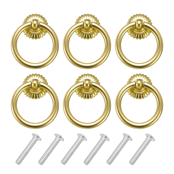 Uxcell 6 Juegos de Botones de Anillo Vintage para Cajón de Tocador, Cobre (45.5mm/1.8" de Largo)