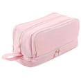 thumbnail image 2 of Pink Large Capacity Pencil Case, Double Layer Canvas Pencil Pouch with Dual Zipper, Portable Pen Organizer Bag for Office College Supplies, 2 of 8