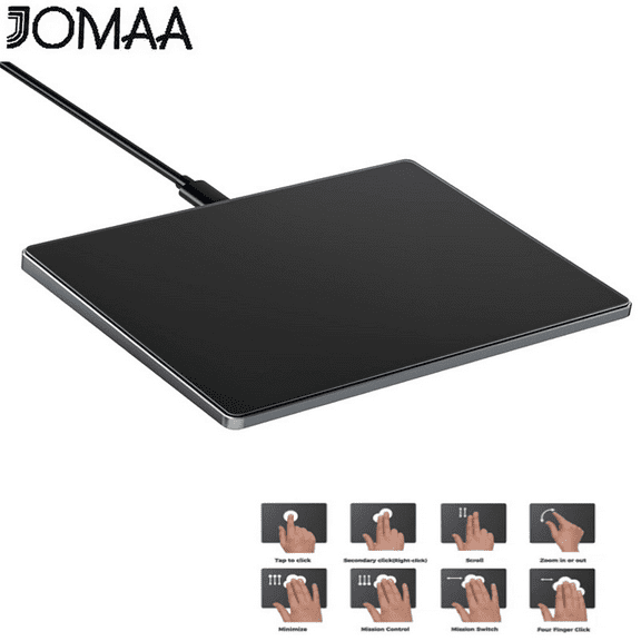 JOMAA Upgraded Trackpad Touch Mouse Smooth Glass Surface Multi-Touch, Aluminum Slim USB Wired MouseTouchpad for Windows Computer