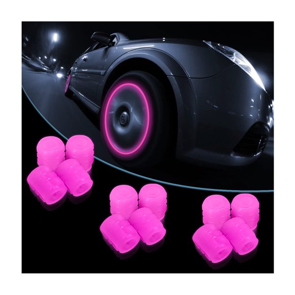 12 Tapas Fluorescentes Para Válvula De Neumático De Coche, Resistentes A La Corrosión, Cubiertas Luminosas Para Decoración De Coche, Accesorios Universales Para Suv, Camiones, Coches (Rosa)