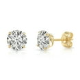 thumbnail image 4 of Tilo Jewelry 14K Yellow Gold Solitaire Round CZ Stud Post Earrings with Secure Screw-backs | 6mm | Classic Everyday Earrings | Women, Men, Unisex, 4 of 12