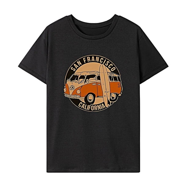 Camiseta básica de verano con cuello redondo para mujer, para viajes de vacaciones, regalo del día de San Valentín Negro